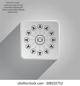 Global communication concept with flat icons. Vector illustration