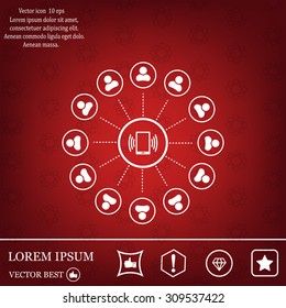 Global communication concept with flat icons. Vector illustration