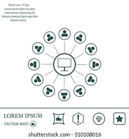 Global communication concept with flat icons. Vector illustration