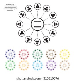 Global communication concept with flat icons. Vector illustration