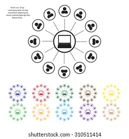 Global communication concept with flat icons. Vector illustration