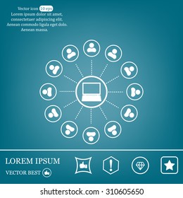 Global communication concept with flat icons. Vector illustration