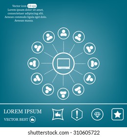 Global communication concept with flat icons. Vector illustration