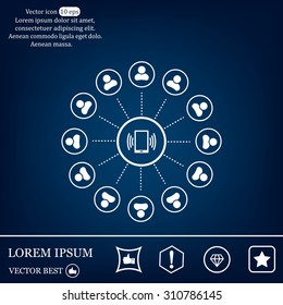 Global communication concept with flat icons. Vector illustration