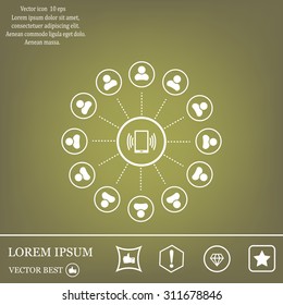 Global communication concept with flat icons. Vector illustration