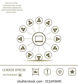 Global communication concept with flat icons. Vector illustration