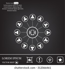 Global communication concept with flat icons. Vector illustration