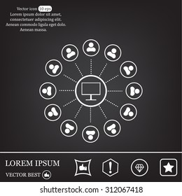 Global communication concept with flat icons. Vector illustration