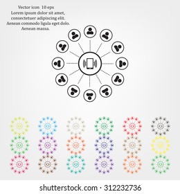 Global communication concept with flat icons. Vector illustration