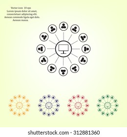 Global communication concept with flat icons. Vector illustration