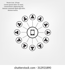 Global communication concept with flat icons. Vector illustration