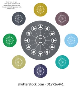 Global communication concept with flat icons. Vector illustration