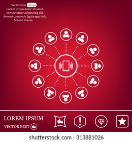 Global communication concept with flat icons. Vector illustration