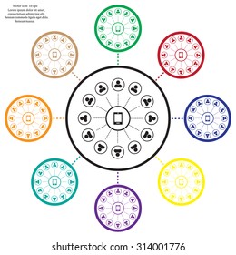 Global communication concept with flat icons. Vector illustration
