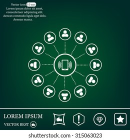 Global communication concept with flat icons. Vector illustration
