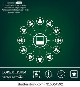 Global communication concept with flat icons. Vector illustration
