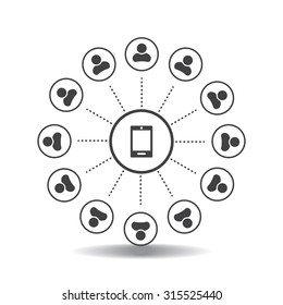 Global communication concept with flat icons. Vector illustration