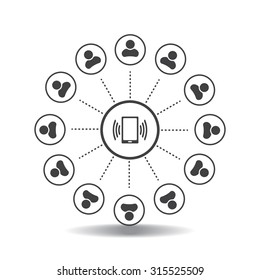 Global communication concept with flat icons. Vector illustration