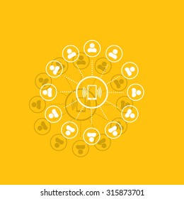 Global communication concept with flat icons. Vector illustration