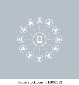 Global communication concept with flat icons. Vector illustration