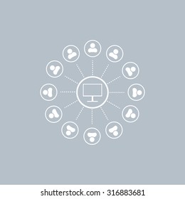 Global communication concept with flat icons. Vector illustration