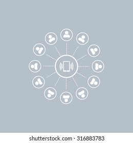 Global communication concept with flat icons. Vector illustration