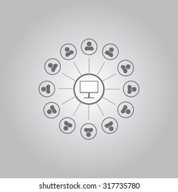 Global communication concept with flat icons. Vector illustration