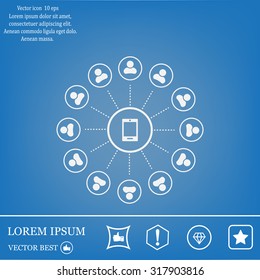 Global communication concept with flat icons. Vector illustration