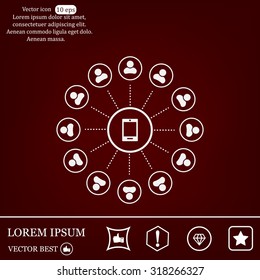 Global communication concept with flat icons. Vector illustration
