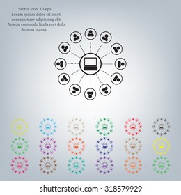 Global communication concept with flat icons. Vector illustration