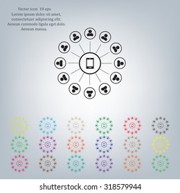 Global communication concept with flat icons. Vector illustration