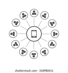 Global communication concept with flat icons. Vector illustration