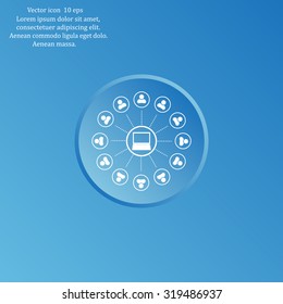 Global communication concept with flat icons. Vector illustration