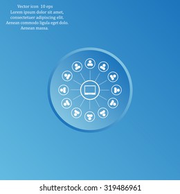 Global communication concept with flat icons. Vector illustration