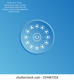 Global communication concept with flat icons. Vector illustration