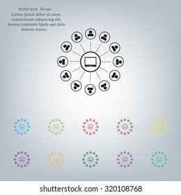 Global communication concept with flat icons. Vector illustration