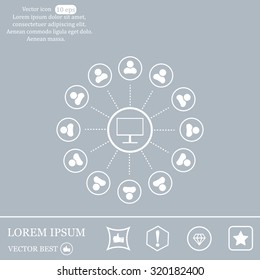 Global communication concept with flat icons. Vector illustration
