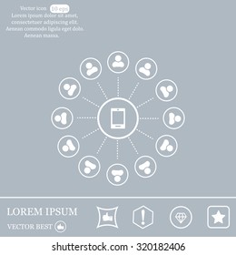 Global communication concept with flat icons. Vector illustration