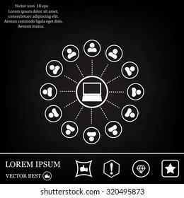 Global communication concept with flat icons. Vector illustration