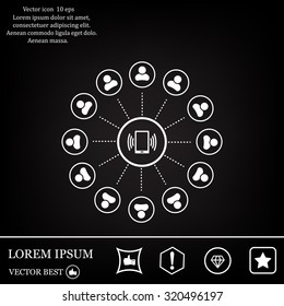 Global communication concept with flat icons. Vector illustration