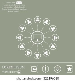 Global communication concept with flat icons. Vector illustration