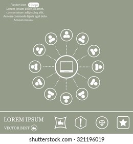 Global communication concept with flat icons. Vector illustration