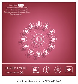 Global communication concept with flat icons. Vector illustration