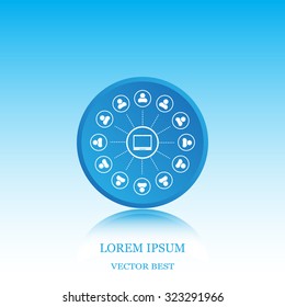 Global communication concept with flat icons. Vector illustration