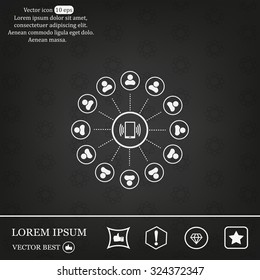 Global communication concept with flat icons. Vector illustration