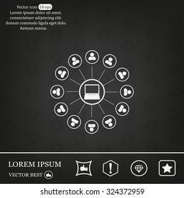 Global communication concept with flat icons. Vector illustration