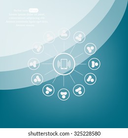 Global communication concept with flat icons. Vector illustration