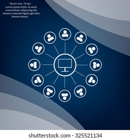 Global communication concept with flat icons. Vector illustration