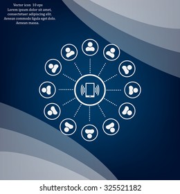 Global communication concept with flat icons. Vector illustration