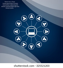 Global communication concept with flat icons. Vector illustration